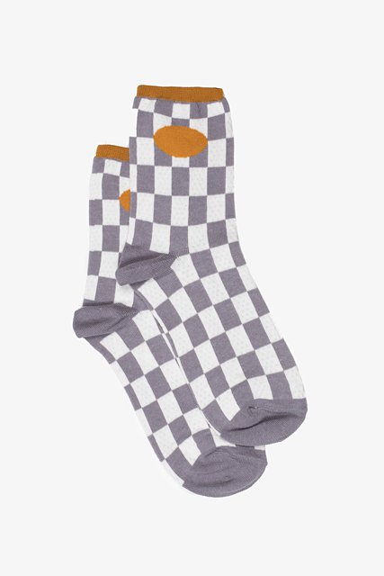 Checkerboard Sock | Mustard & Grey - ANTLER NZ