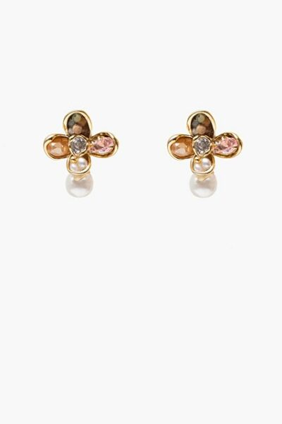 Gems Petal & Pearl Drop Earring
