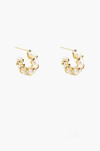 Interlocking Pearl Hoop Earring
