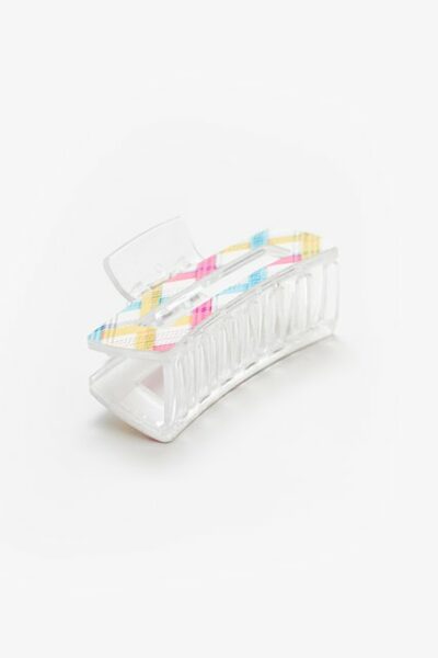 Rainbow Plaid Claw Clip | Pink