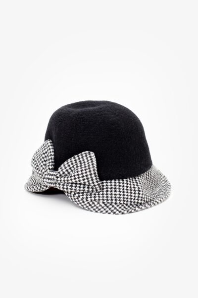 Antler Ht25 Bch Bow Cloche Houndstooth Hat 1024px