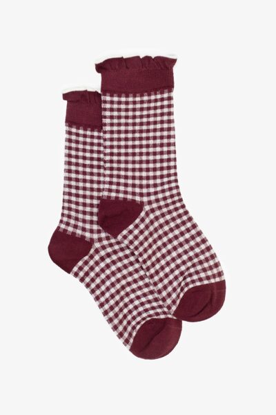 Antler Sw26 006 Merlot Ruffle Gingham Sock 1024px