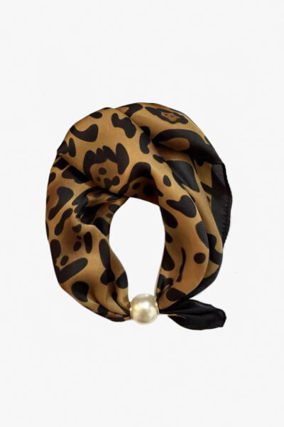 Antler Pfn Alp Pearl Fasten Neck Scarf Amber Leopard
