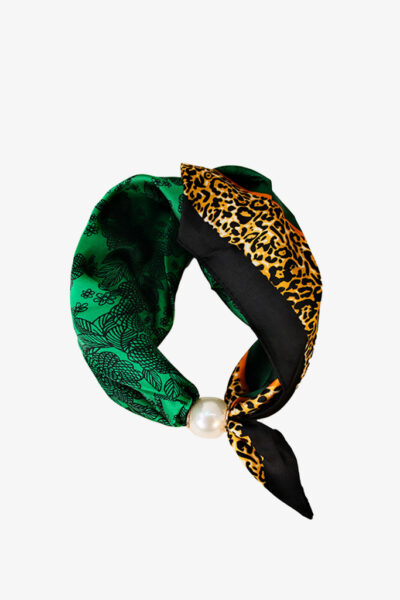 Antler Pfn Ems Pearl Fasten Neck Scarf Emerald Safari